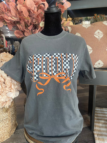 Spooky Check Bow Graphic Tee