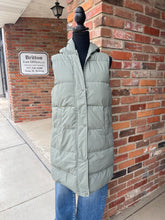 Load image into Gallery viewer, Sage Hooded Long Puffer Vest