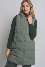 Load image into Gallery viewer, Sage Hooded Long Puffer Vest