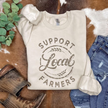 Load image into Gallery viewer, Cream Support Local Farmer Crewneck