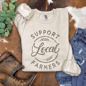 Cream Support Local Farmer Crewneck