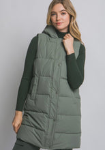 Load image into Gallery viewer, Sage Hooded Long Puffer Vest