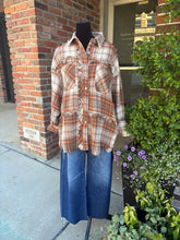 Load image into Gallery viewer, Pumpkin Pickin Frayed Edge Shacket