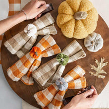 Load image into Gallery viewer, Orange Check Napkin Set