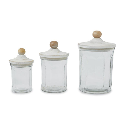 Wood Knob Glass Canisters