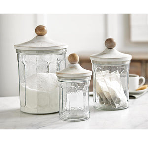 Wood Knob Glass Canisters