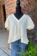 Load image into Gallery viewer, Butter Yellow Gingham Top