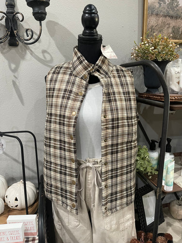Harvest Plaid Puff Vest