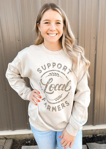 Cream Support Local Farmer Crewneck
