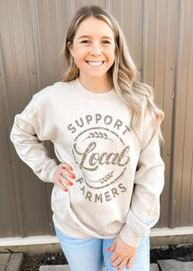 Cream Support Local Farmer Crewneck