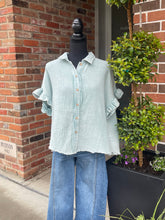 Load image into Gallery viewer, Mineral Wash Gauze Ruffle Shirt