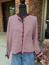 Load image into Gallery viewer, Burgundy Mix Drop Shoulder Cardigan