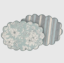 Load image into Gallery viewer, Scalloped Reversible Blue Placemat