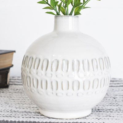 White Boho Vase