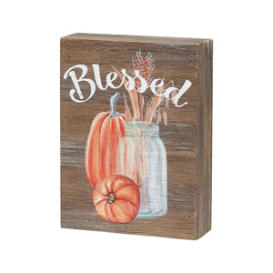 Blessed Pumpkin Block Sign