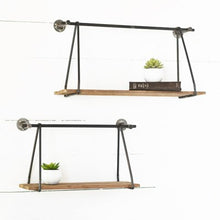 Load image into Gallery viewer, Modern Hanging Reclaimed Wood Shelf