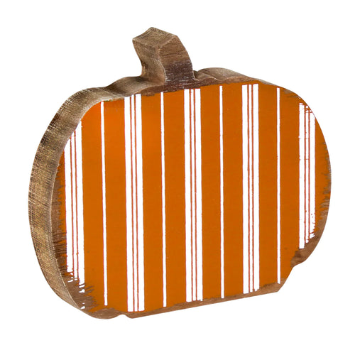 Chunky Orange Striped Pumpkin Sitter