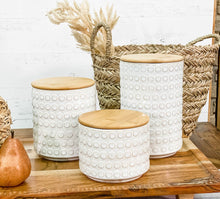 Load image into Gallery viewer, Wood Top Dot Canisters