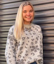 Load image into Gallery viewer, Grey Leopard Sweater Top